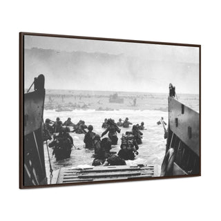 Framed Canvas Man Cave Gift For him Modern Poster USA Military Wall Art For Dad - U.S. Disembark Normandy, France, June 6, 1944.