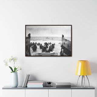 Framed Canvas Man Cave Gift For him Modern Poster USA Military Wall Art For Dad - U.S. Disembark Normandy, France, June 6, 1944.