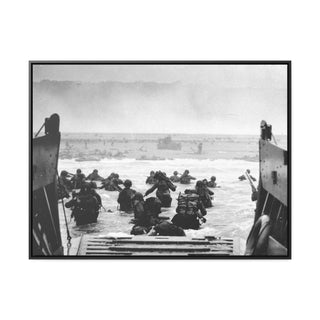 Framed Canvas Man Cave Gift For him Modern Poster USA Military Wall Art For Dad - U.S. Disembark Normandy, France, June 6, 1944.