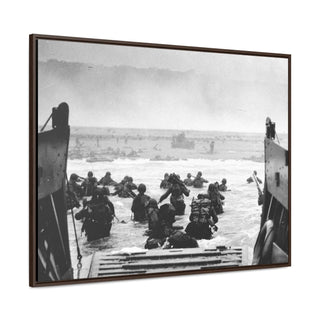 Framed Canvas Man Cave Gift For him Modern Poster USA Military Wall Art For Dad - U.S. Disembark Normandy, France, June 6, 1944.