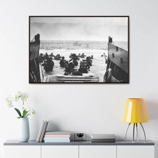 Framed Canvas Man Cave Gift For him Modern Poster USA Military Wall Art For Dad - U.S. Disembark Normandy, France, June 6, 1944.