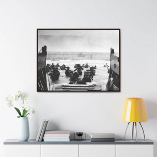 Framed Canvas Man Cave Gift For him Modern Poster USA Military Wall Art For Dad - U.S. Disembark Normandy, France, June 6, 1944.