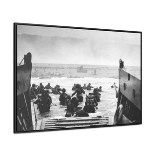 Framed Canvas Man Cave Gift For him Modern Poster USA Military Wall Art For Dad - U.S. Disembark Normandy, France, June 6, 1944.