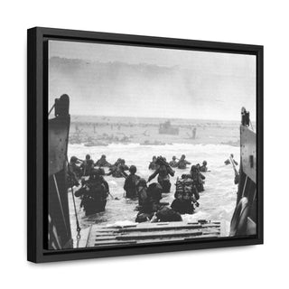 Framed Canvas Man Cave Gift For him Modern Poster USA Military Wall Art For Dad - U.S. Disembark Normandy, France, June 6, 1944.