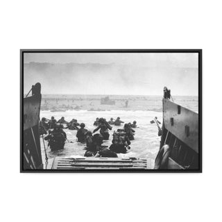 Framed Canvas Man Cave Gift For him Modern Poster USA Military Wall Art For Dad - U.S. Disembark Normandy, France, June 6, 1944.