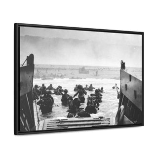 Framed Canvas Man Cave Gift For him Modern Poster USA Military Wall Art For Dad - U.S. Disembark Normandy, France, June 6, 1944.