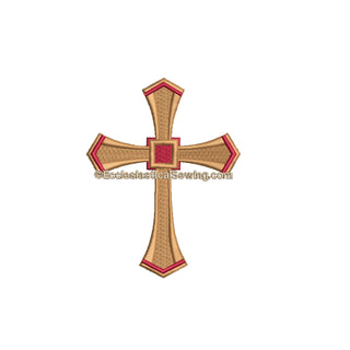 Gold Red Cross Machine Embroidery | Religious Embroidery Design