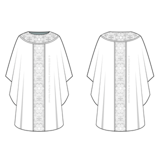 Gothic Chasuble Sewing Pattern Round Yoke Column Orphrey | Style 3003 Gothic Chasuble Front and Back view Ecclesiastical Sewing