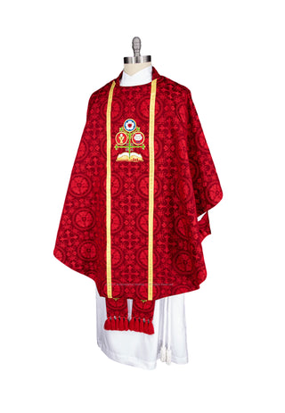 Gothic Chasuble Style #2 in the Luther Rose Brocade Ecclesiastical Collection