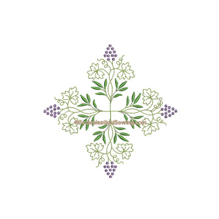 Grape Cluster Embroidery | Digital Machine Embroidery Design