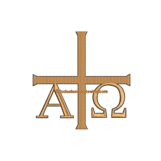 Greek Cross Alpha Omega 2 Embroidery | Digital Religious Embroidery