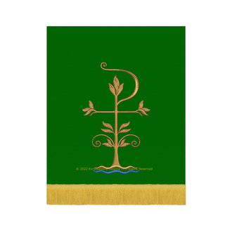 Green Apostles Chi Rho Cross Tall Pulpit Lectern Fall | Green Trinity Pulpit Fall