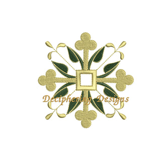 Green Cross Leaf Digital Embroidery Design | Cross Digital Design