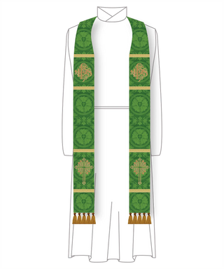 Green IHS Budded Cross Stole | Green Pastor Priest Trinity Stole