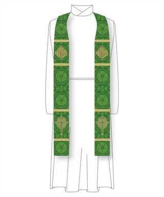 Green IHS Budded Cross Stole | Green Pastor Priest Trinity Stole