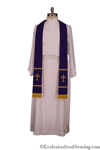 Pastoral or Priest Clergy Stole w/ Exeter Cross | Handmade Clergy Stoles