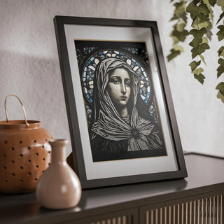 Heavenly Beauty: Mary Stained Glass Framed Picture