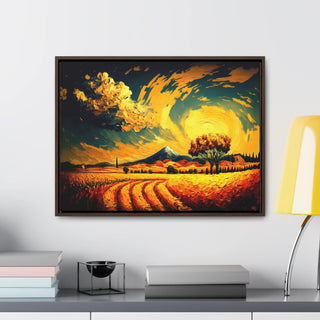 Home Décor Wall Art Tuscan Themed Framed Canvas Print Kitchen Art Perfect Gift For Mom - Golden Tuscan Field