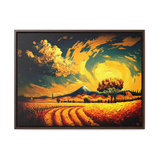 Home Décor Wall Art Tuscan Themed Framed Canvas Print Kitchen Art Perfect Gift For Mom - Golden Tuscan Field