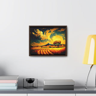 Home Décor Wall Art Tuscan Themed Framed Canvas Print Kitchen Art Perfect Gift For Mom - Golden Tuscan Field