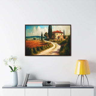 Home Décor Wall Art Tuscan Themed Framed Canvas Print Kitchen Art Perfect Gift For Mom - June In The Tuscan Country Side