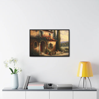 Home Décor Wall Art Tuscan Themed Framed Canvas Print Kitchen Art Perfect Gift For Mom - Sleepy Tuscan Villa