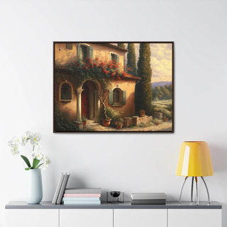 Home Décor Wall Art Tuscan Themed Framed Canvas Print Kitchen Art Perfect Gift For Mom - Sleepy Tuscan Villa