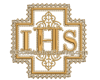IHS Altar Linen Bold Design | Digital Machine Embroidery Design - Ecclesiastical Sewing