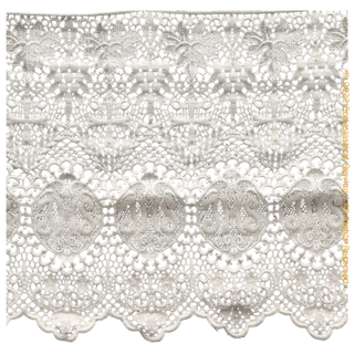 IHS and Grapes Lace Edging Trim | Religious Lace for Church Vestments