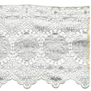 IHS and Grapes Lace Edging Trim | Religious Lace for Curch Vestments - Ecclesiastical Sewing