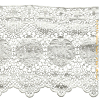 IHS and Grapes Lace Edging Trim | Religious Lace for Church Vestments