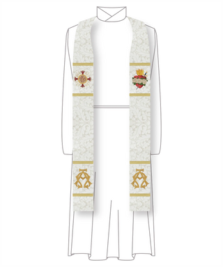 Immaculate Heart  of Mary White Celebration Stole | Priest white Stole