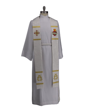 Immaculate Heart  of Mary White Celebration Stole | Priest white Stole