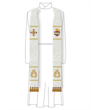 Immaculate Heart  of Mary White Celebration Stole | Priest white Stole