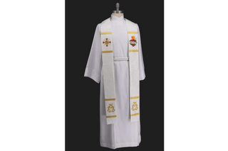 Immaculate Heart  of Mary White Celebration Stole | Priest white Stole