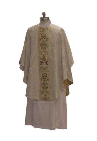 Ivory and Tapestry Column Front Y Back Chasuble | Festival Priest Chasuble Ivory and Tapestry