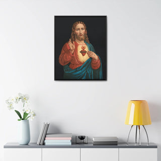 Jesus sacred heart wooden wrapped Canvas print, Gallery quality Vertical Frame