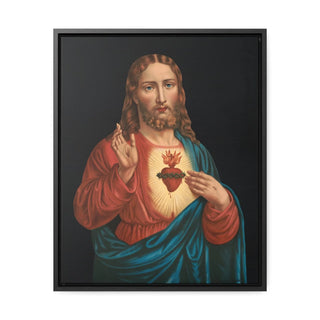 Jesus sacred heart wooden wrapped Canvas print, Gallery quality Vertical Frame