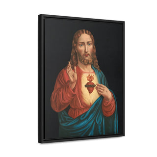 Jesus sacred heart wooden wrapped Canvas print, Gallery quality Vertical Frame