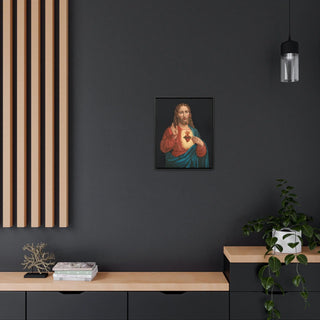 Jesus sacred heart wooden wrapped Canvas print, Gallery quality Vertical Frame