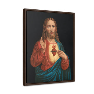 Jesus sacred heart wooden wrapped Canvas print, Gallery quality Vertical Frame