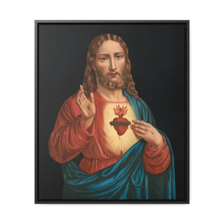 Jesus sacred heart wooden wrapped Canvas print, Gallery quality Vertical Frame