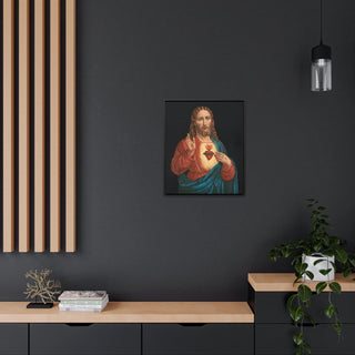 Jesus sacred heart wooden wrapped Canvas print, Gallery quality Vertical Frame