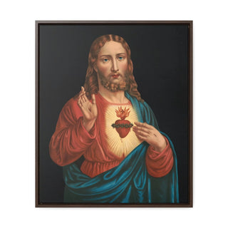 Jesus sacred heart wooden wrapped Canvas print, Gallery quality Vertical Frame