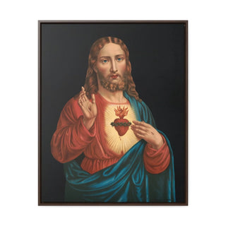 Jesus sacred heart wooden wrapped Canvas print, Gallery quality Vertical Frame