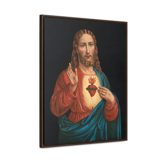 Jesus sacred heart wooden wrapped Canvas print, Gallery quality Vertical Frame