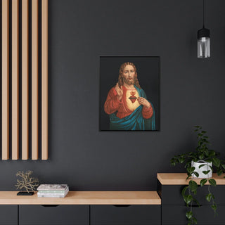 Jesus sacred heart wooden wrapped Canvas print, Gallery quality Vertical Frame