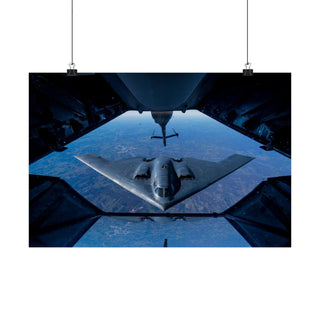 KC-10 Extender & B-2 Spirit Aerial Refueling Print - U.S. Air Force Wall Art for Office, Man Cave, and Military Enthusiasts - Unframed