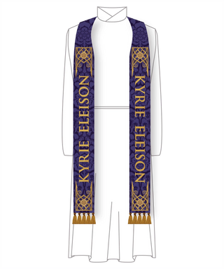 Holy Week Kyrie Eleison Scarlet Violet Stole Lent Liturgical Vestment