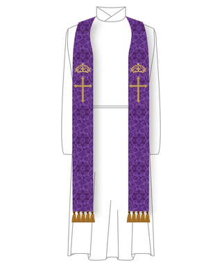 Latin Cross and Crown Stole | Blue and Violet Advent Stoles